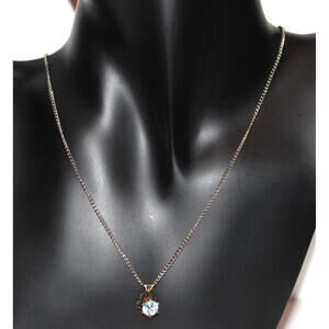 Vintage 925 Sterling Silver Blue Topaz Aquamarine Color Pendant Necklace 18”